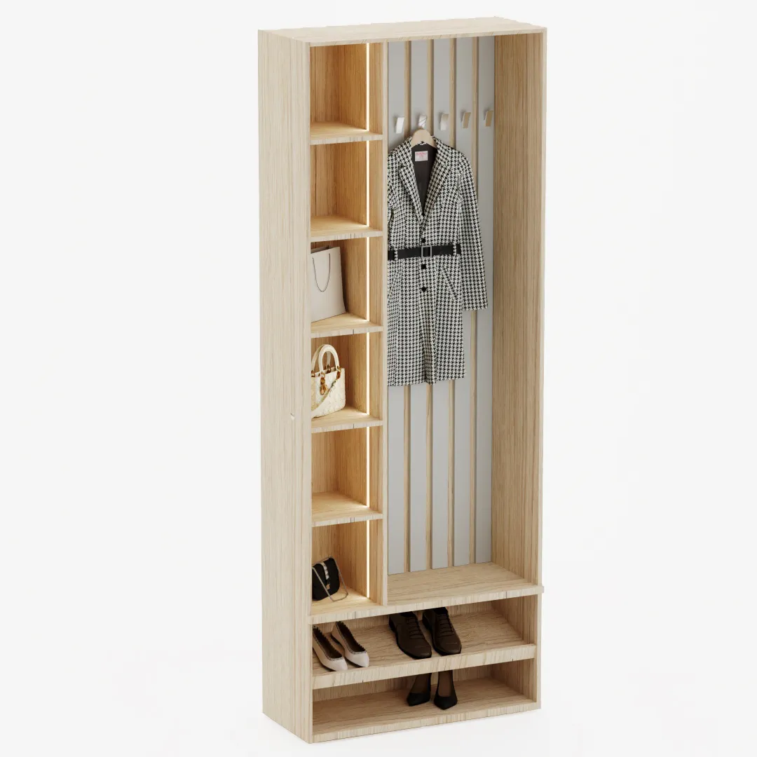 Ниша с крючками и полками для обуви с подсветкой L424 Ниша с крючками и полками для обуви с подсветкой L424