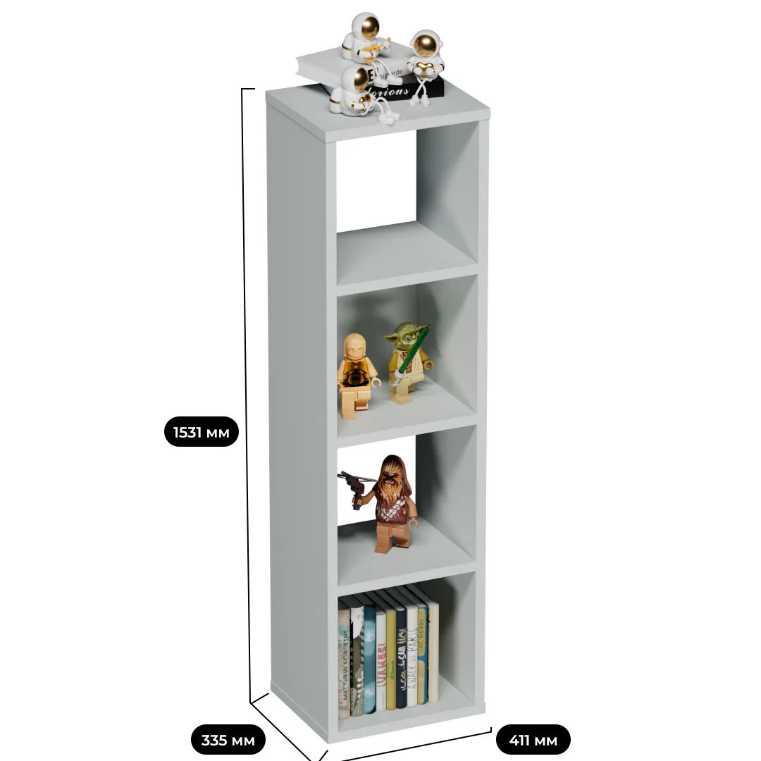 Cтеллаж сквозной книжный на 4 ниши с фасадом E804