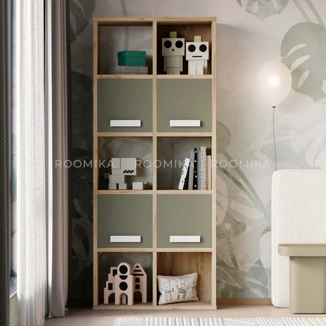 Стеллаж сквозной книжный на 10 ниш с ящиками E810