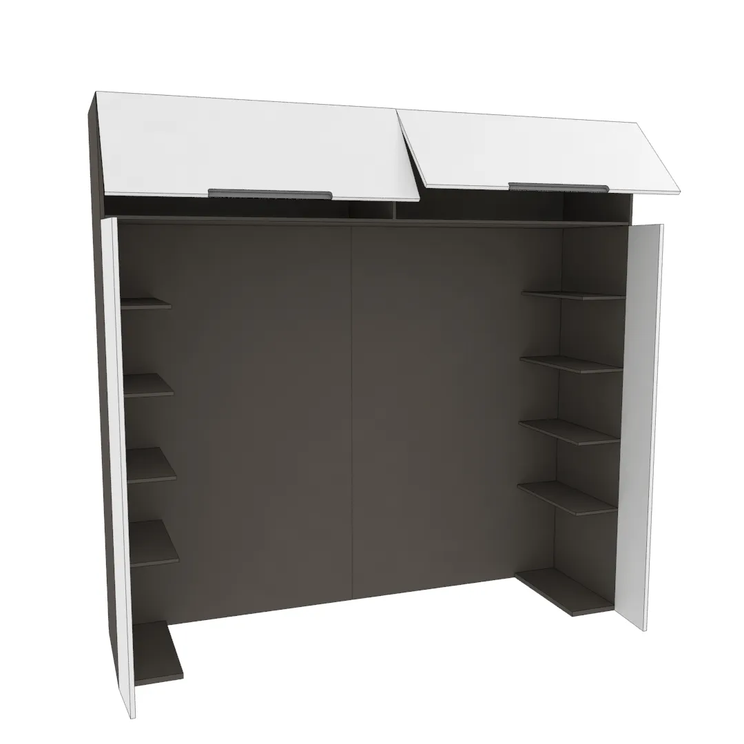 Ниша для кровати с секциями, фасады в эмали LE-407.60