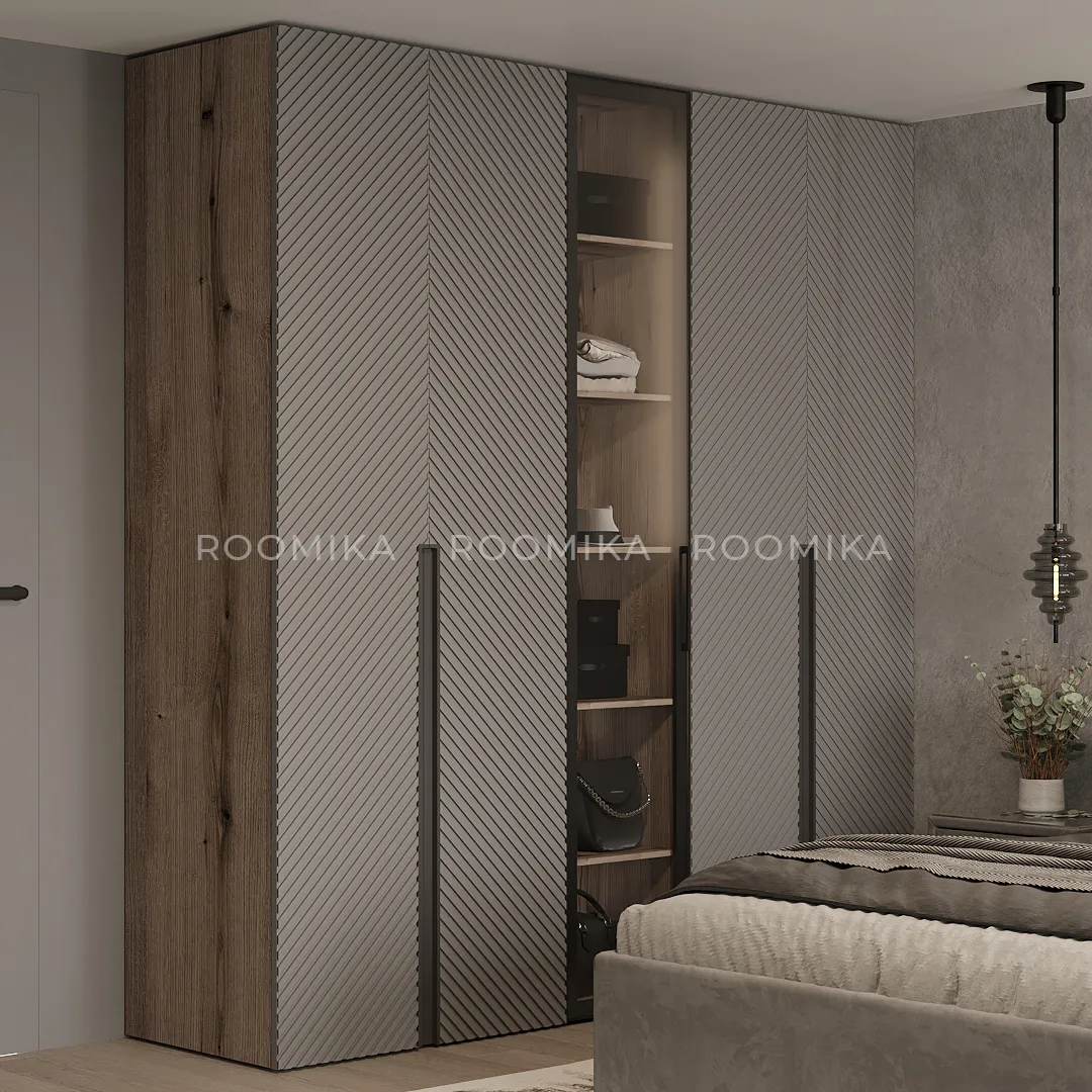 Шкаф 2 дверный, фрезерованные фасады в эмали LE210.60-4