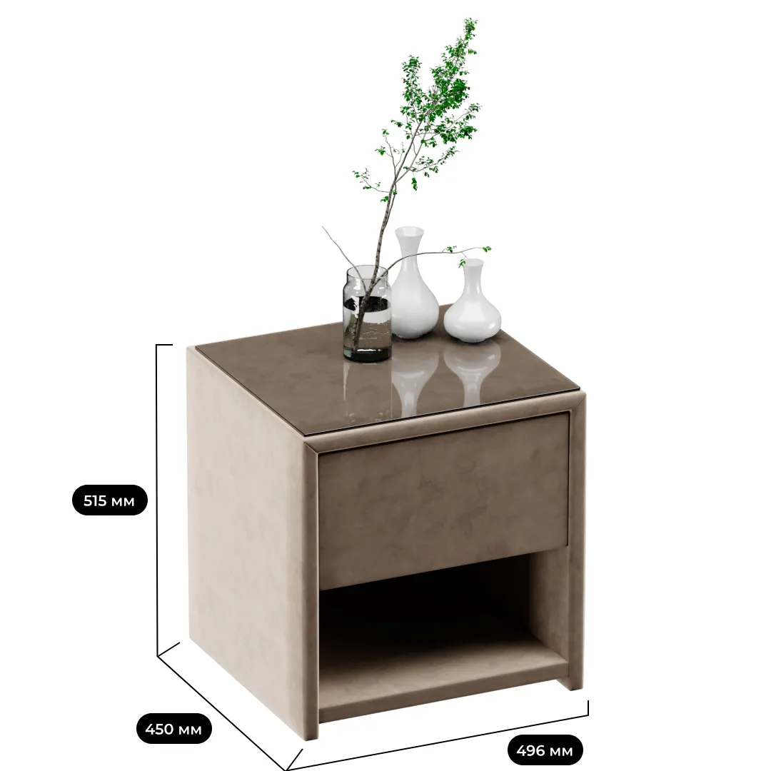 Тумба прикроватная мягкая, стекло прозрачное САНРАЙС 751