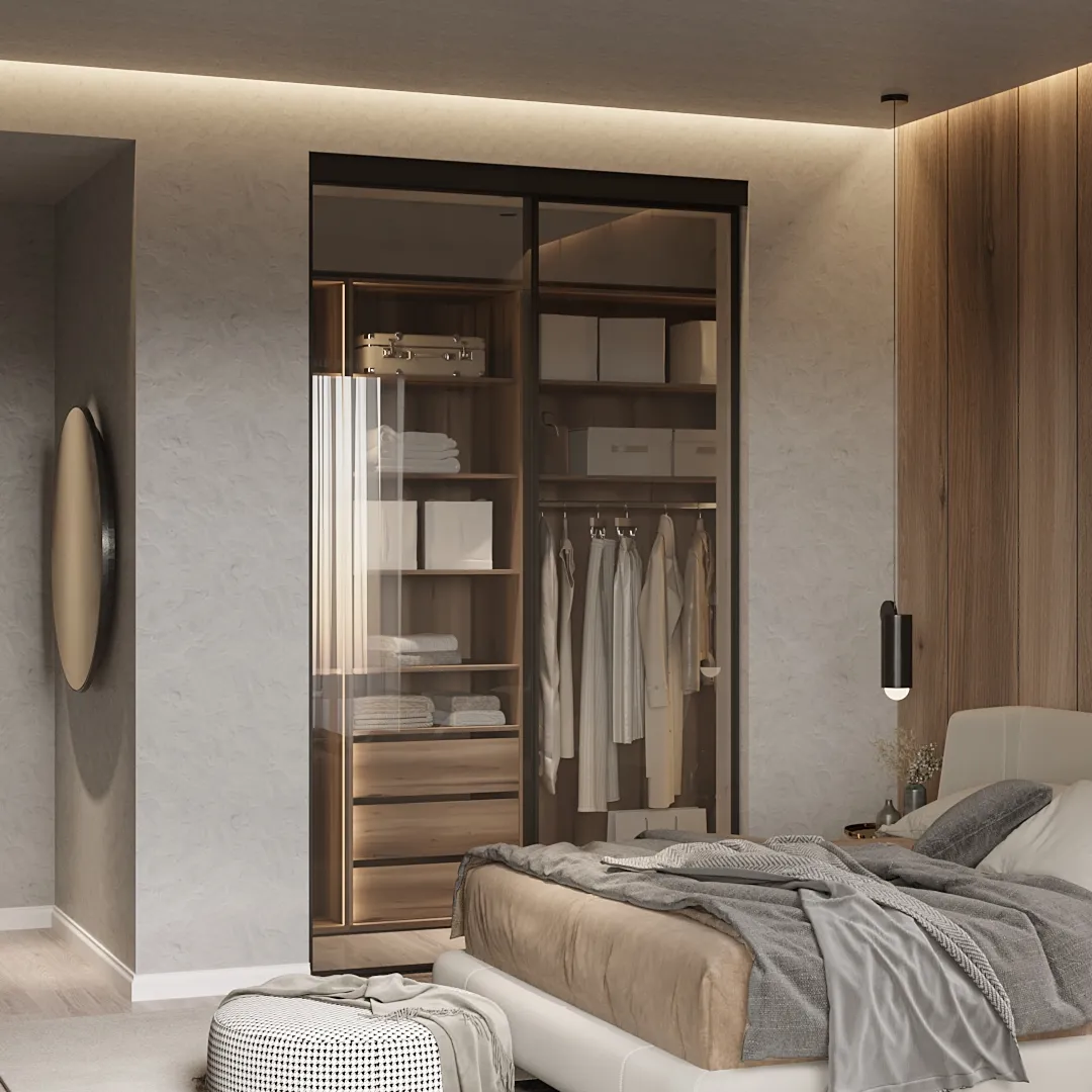 Стеклянная перегородка для гардеробной GRACE 1