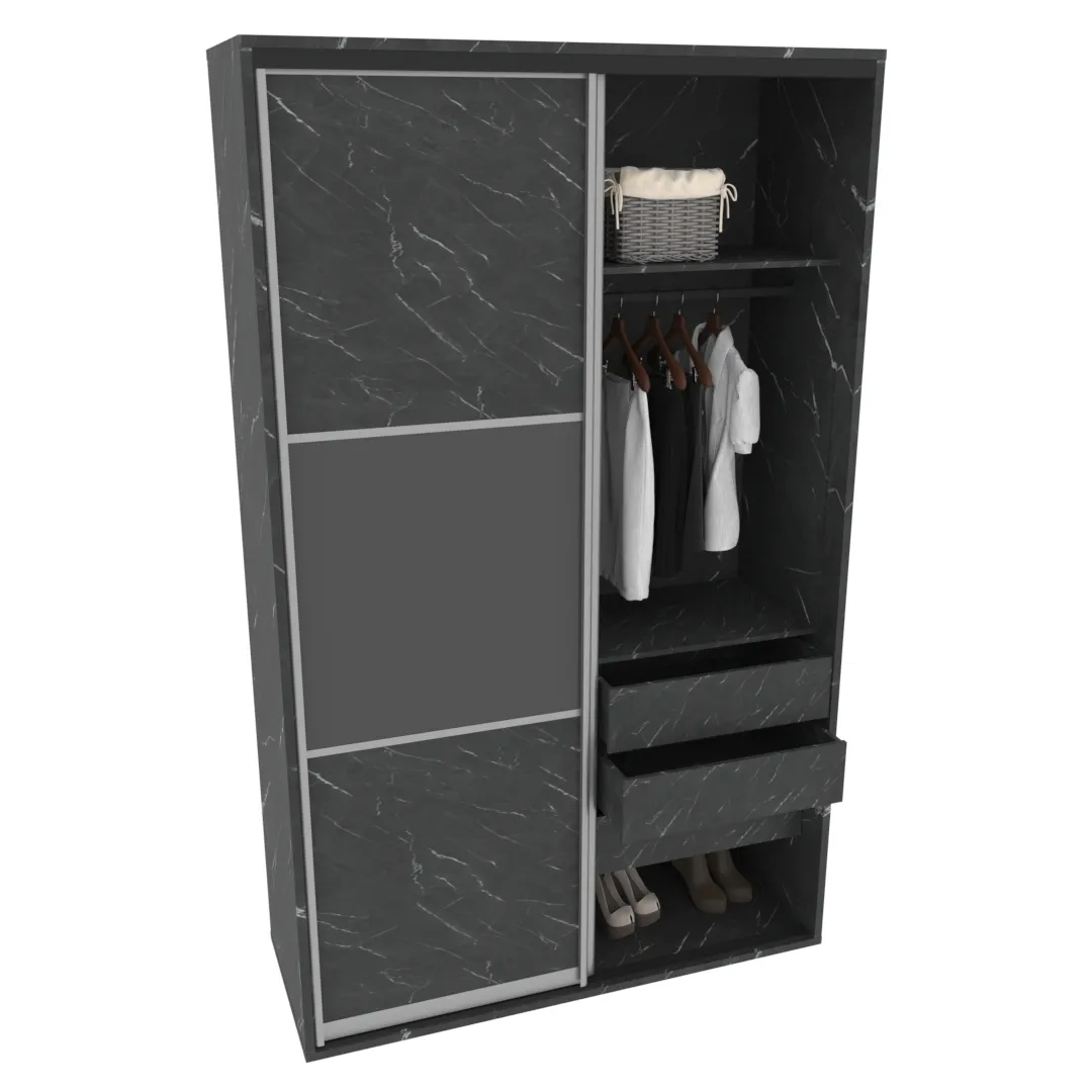 Шкаф-купе ХG166.60-2, профиль INTEGRO, фасад МДФ/Зеркало графит