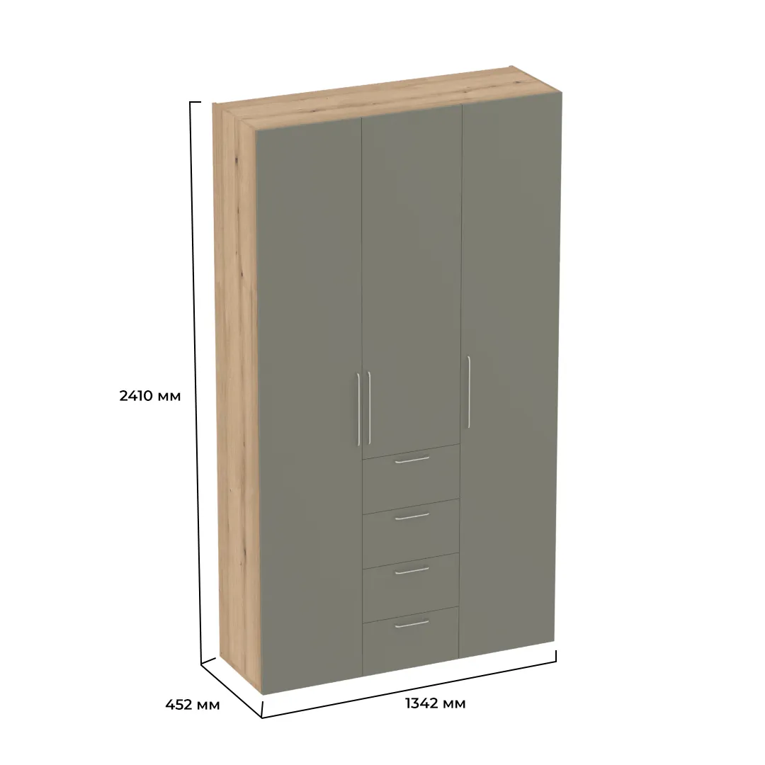 Шкаф трехдверный с ящиками узкий L203.44