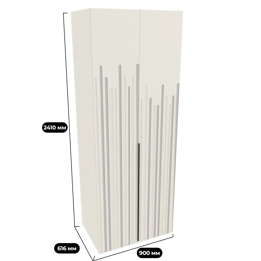Шкаф 2 дверный, фрезерованные фасады в эмали LE210.60-3