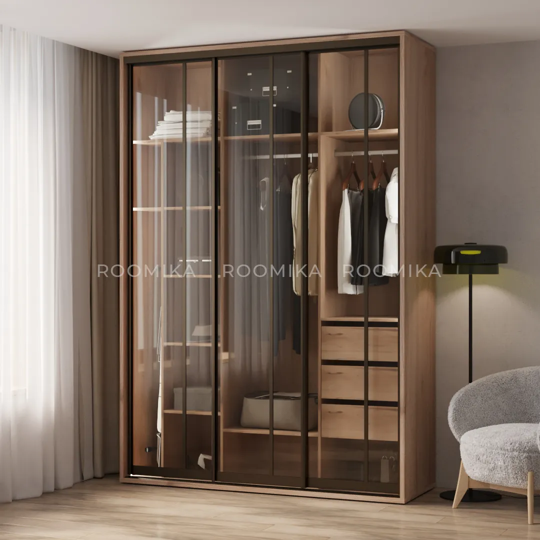 Шкаф-купе ХG210.60-2, профиль INTEGRO, стекло прозрачное, с подсветкой