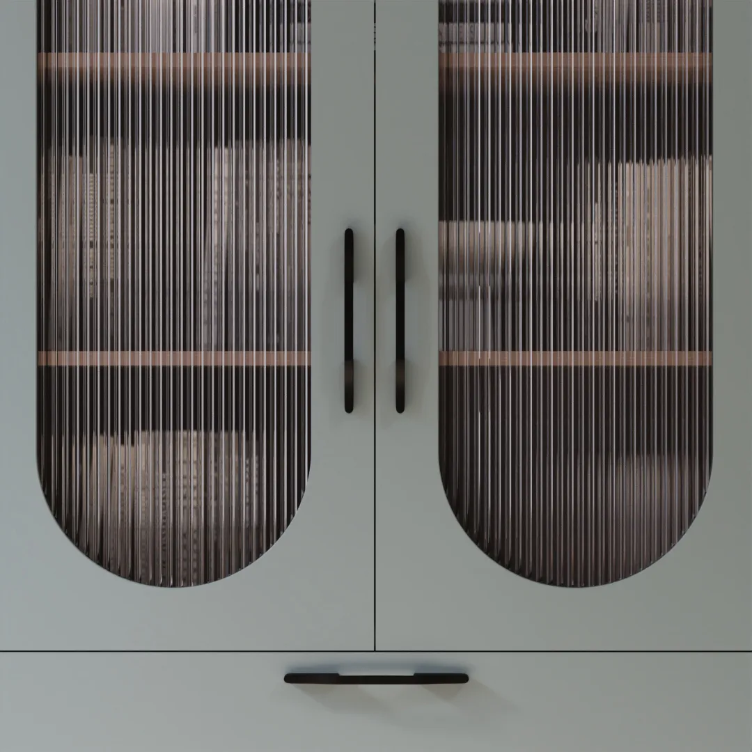 Шкаф двухдверный узкий, фрезерованные фасады в эмали LE210.44-1