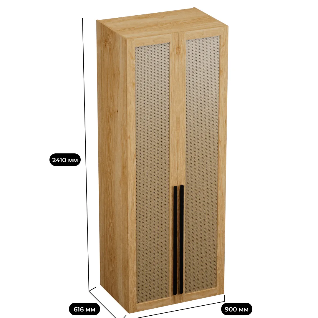 Шкаф двустворчатый, фасады натуральный ротанг  L210.60-4