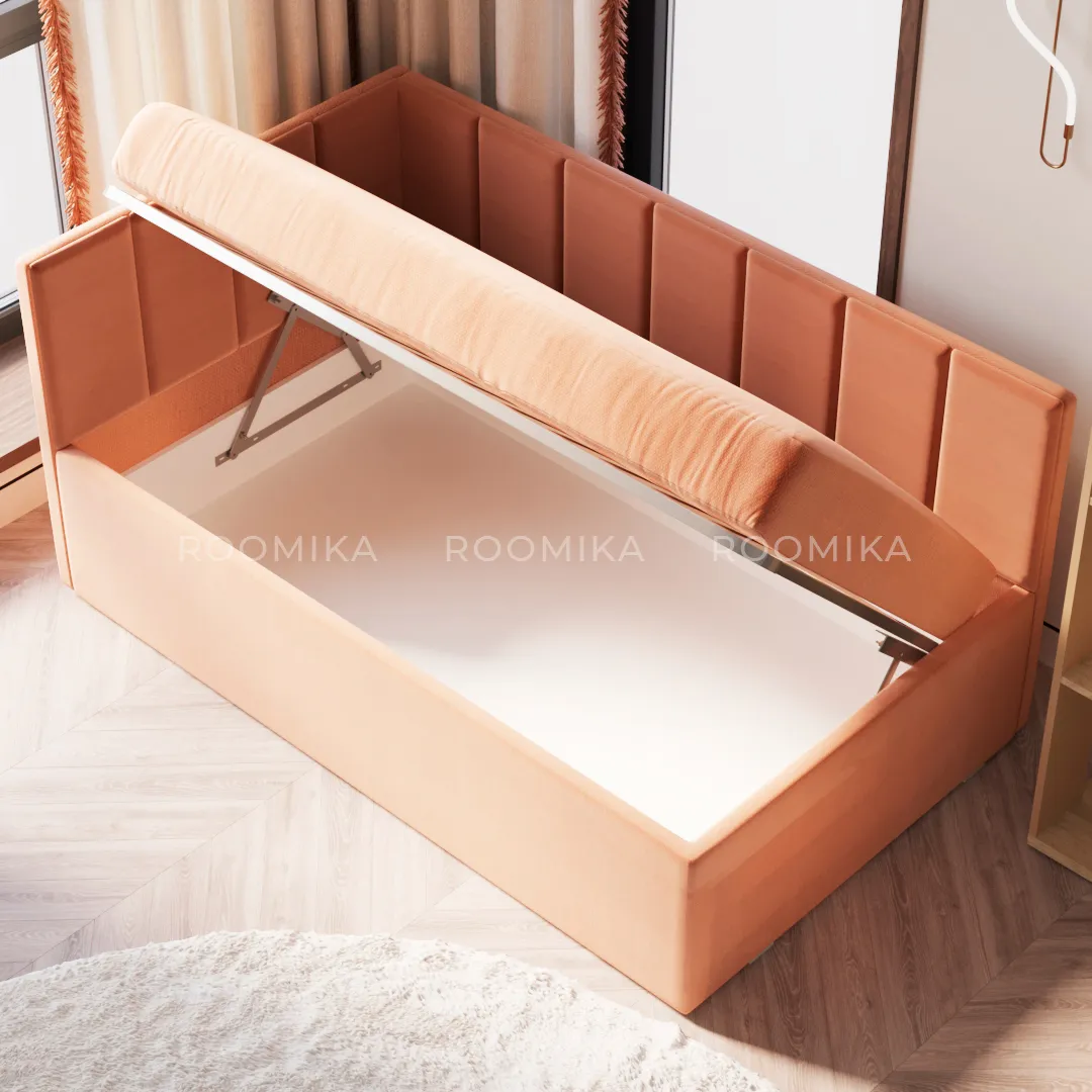 Кровать с подъемным механизмом и ящиком для белья ЛАЙН М1, 90х160