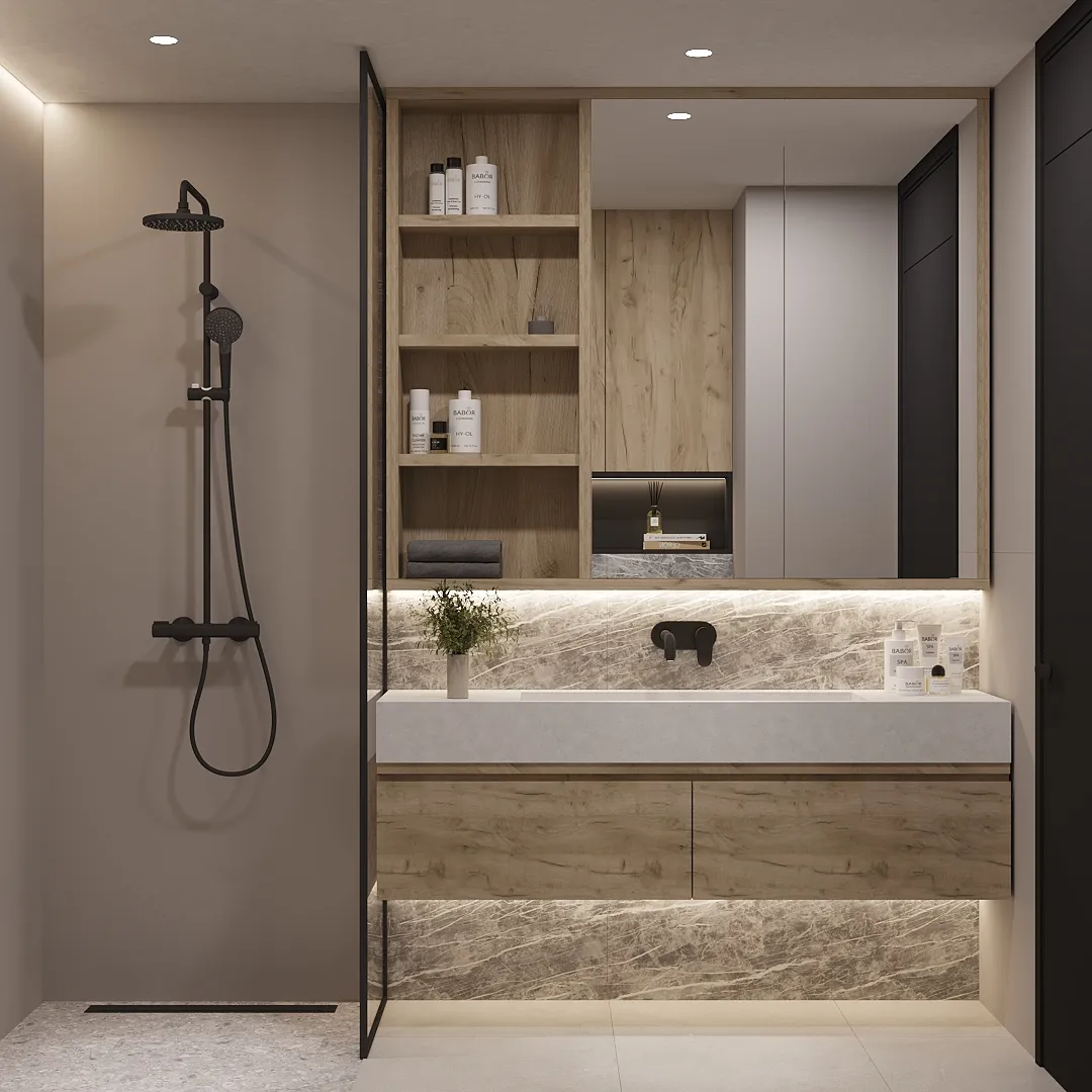 Санузел в светлых оттенках №132 Санузел в светлых оттенках №132