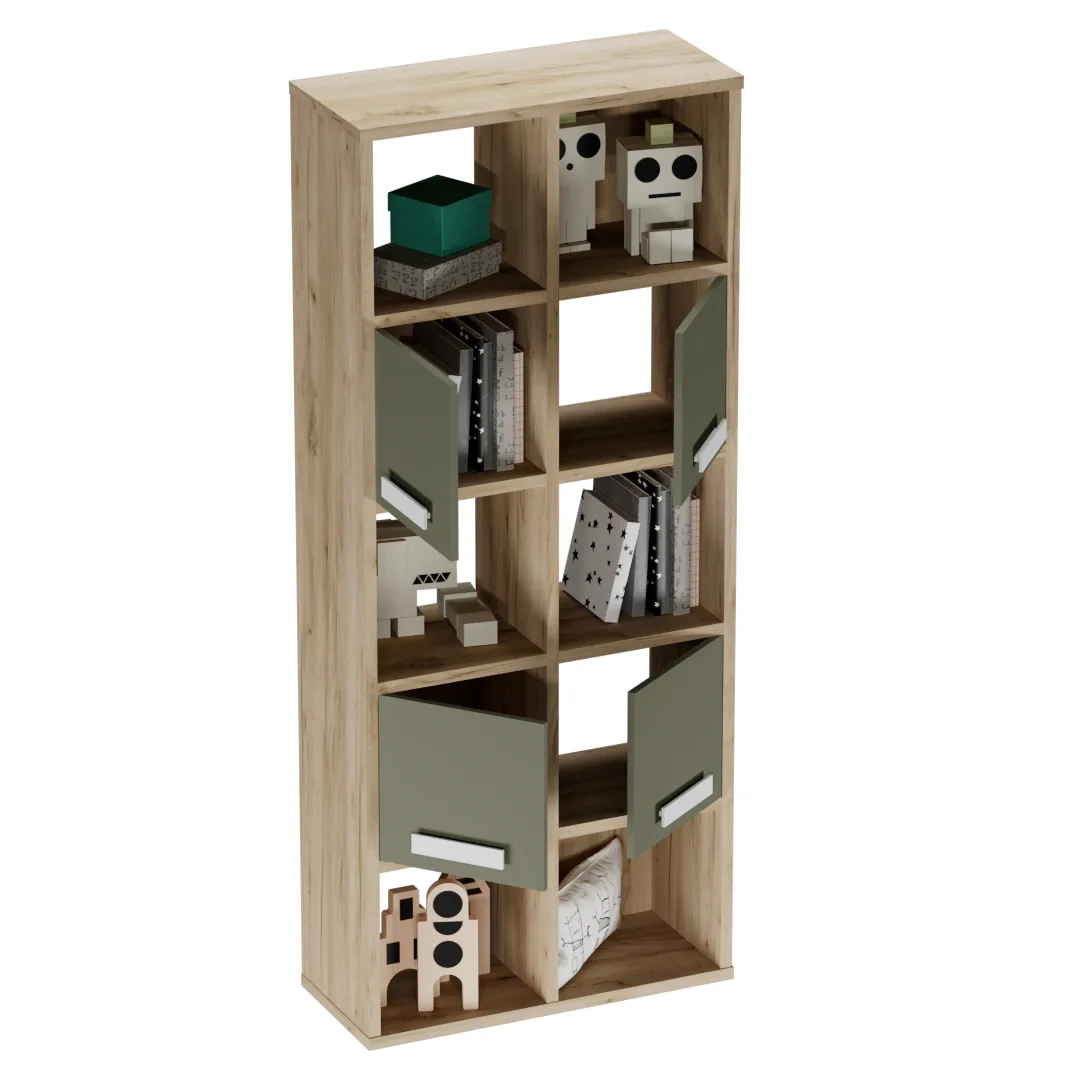 Стеллаж сквозной книжный на 10 ниш с ящиками E810