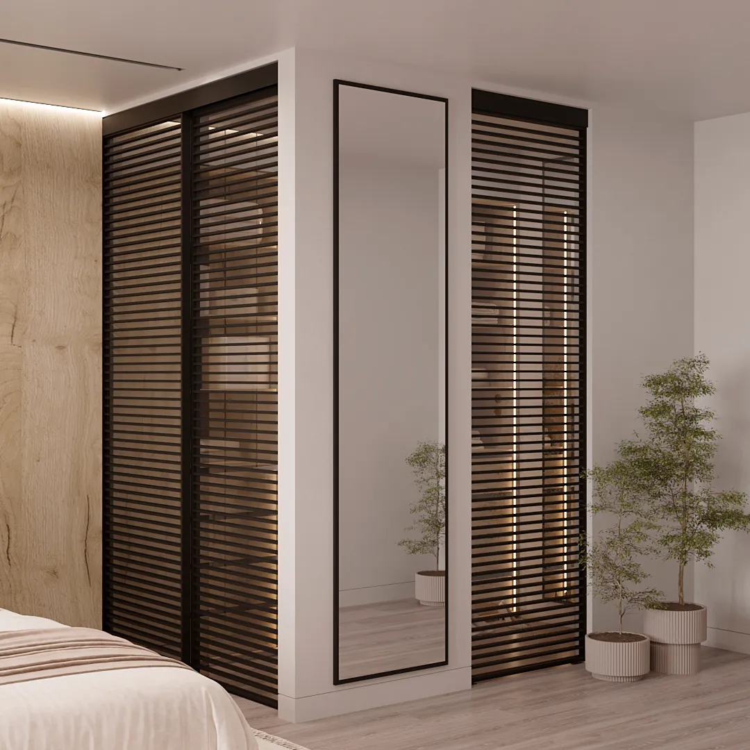 Составная стеклянная перегородка для гардеробной GRACE 21