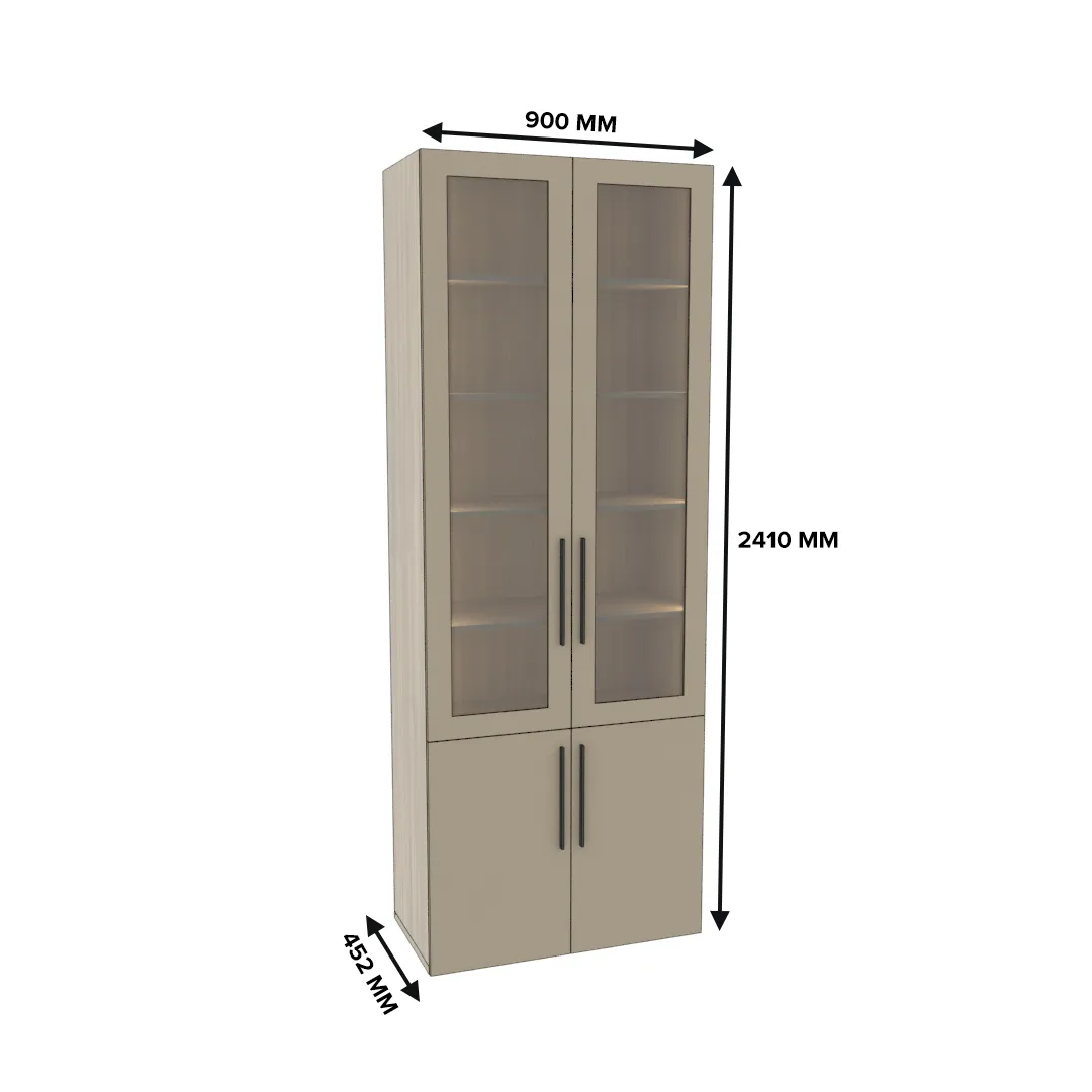 Шкаф книжный со стеклом L214S с подсветкой