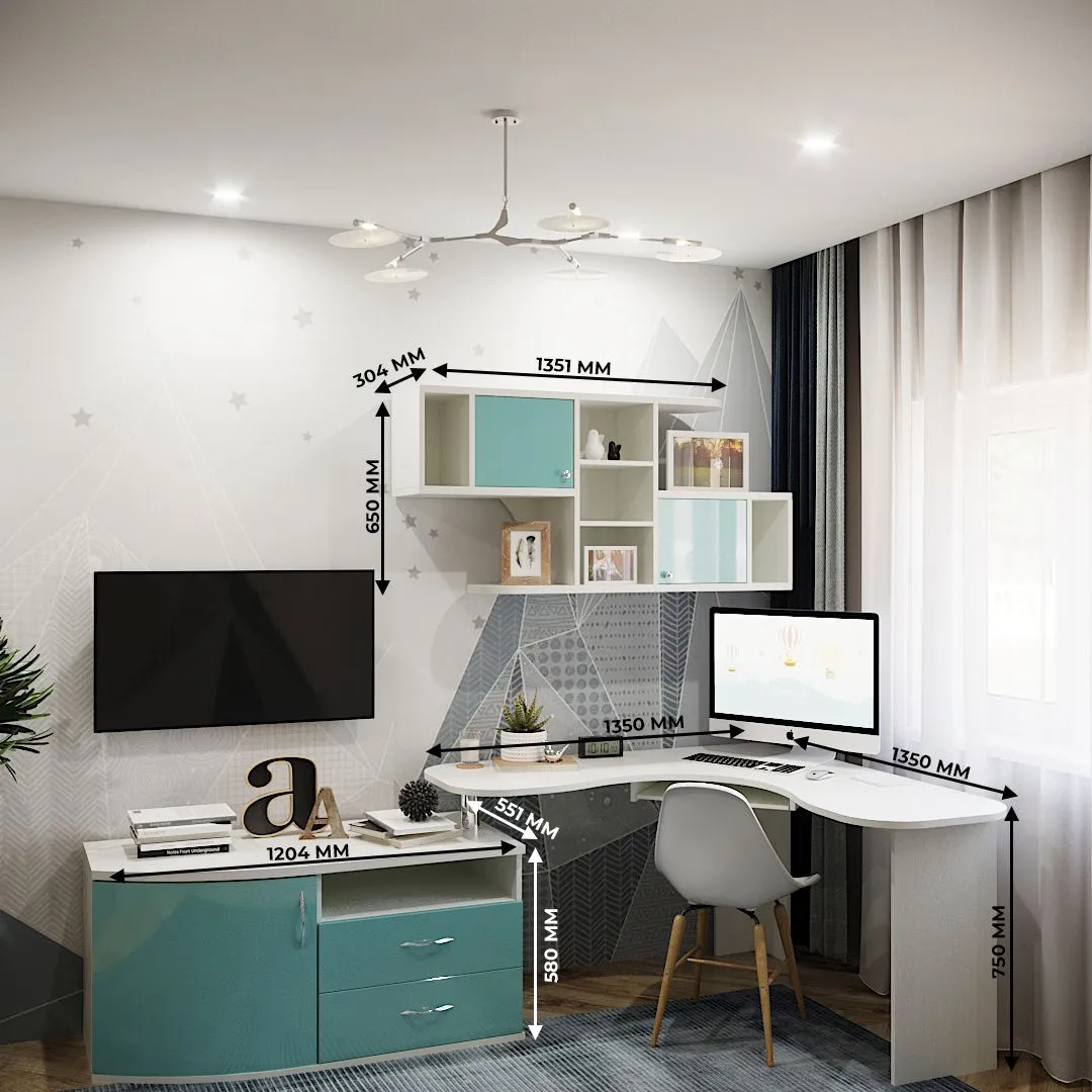 Рабочая зона с тумбой и столом Palermo для школьника