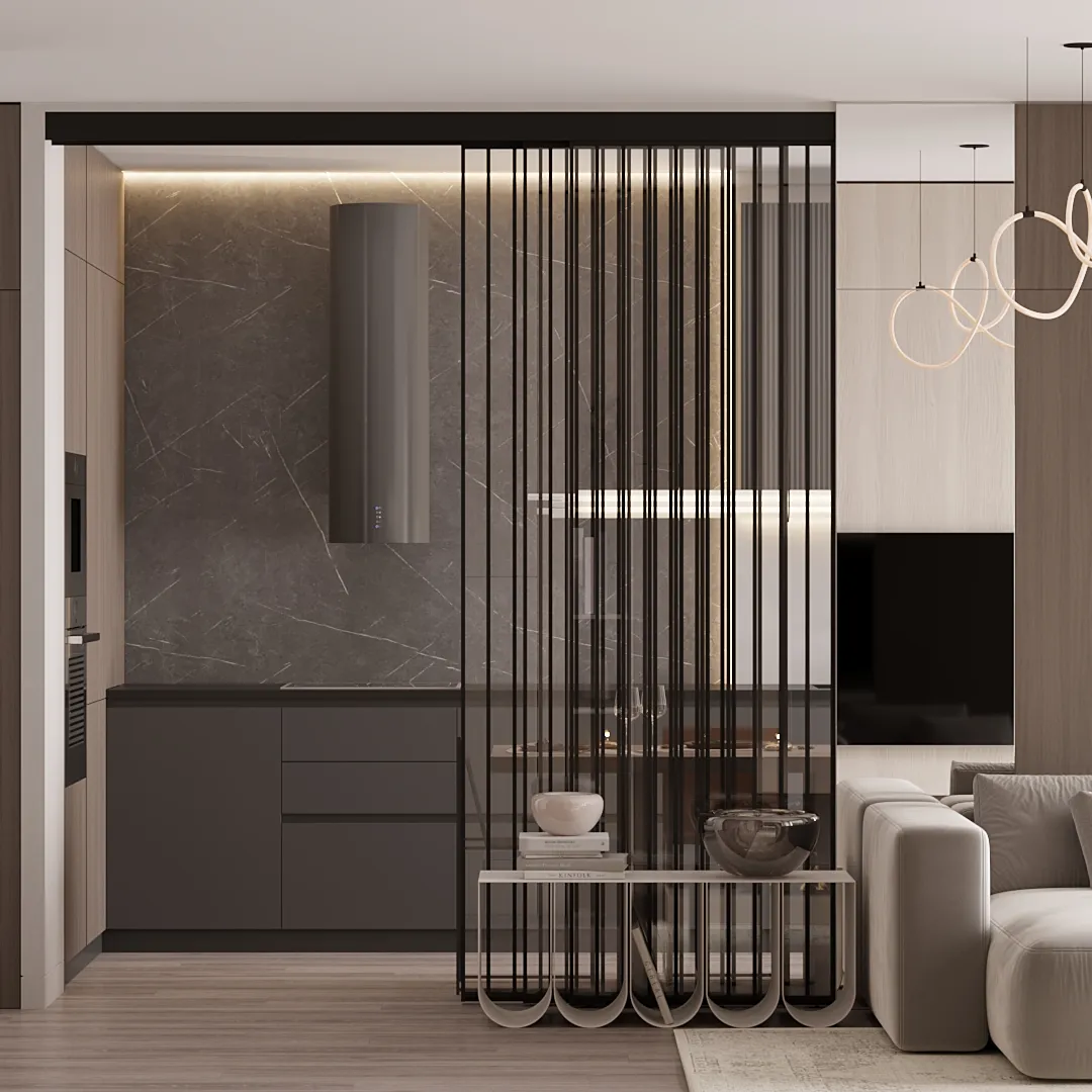 Раздвижная стеклянная перегородка для кухни GRACE 22