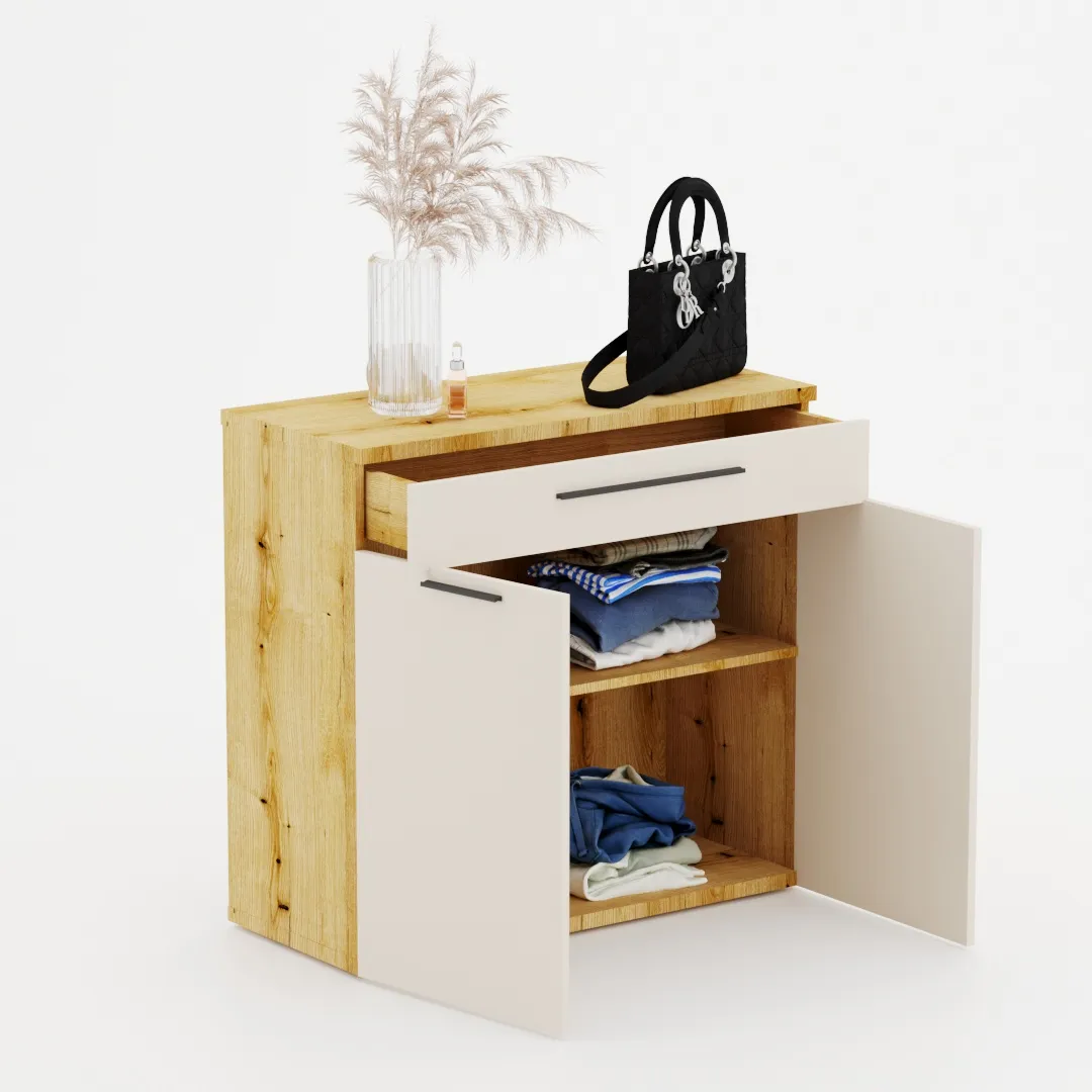 Тумба широкая 2 дверная с ящиком L876