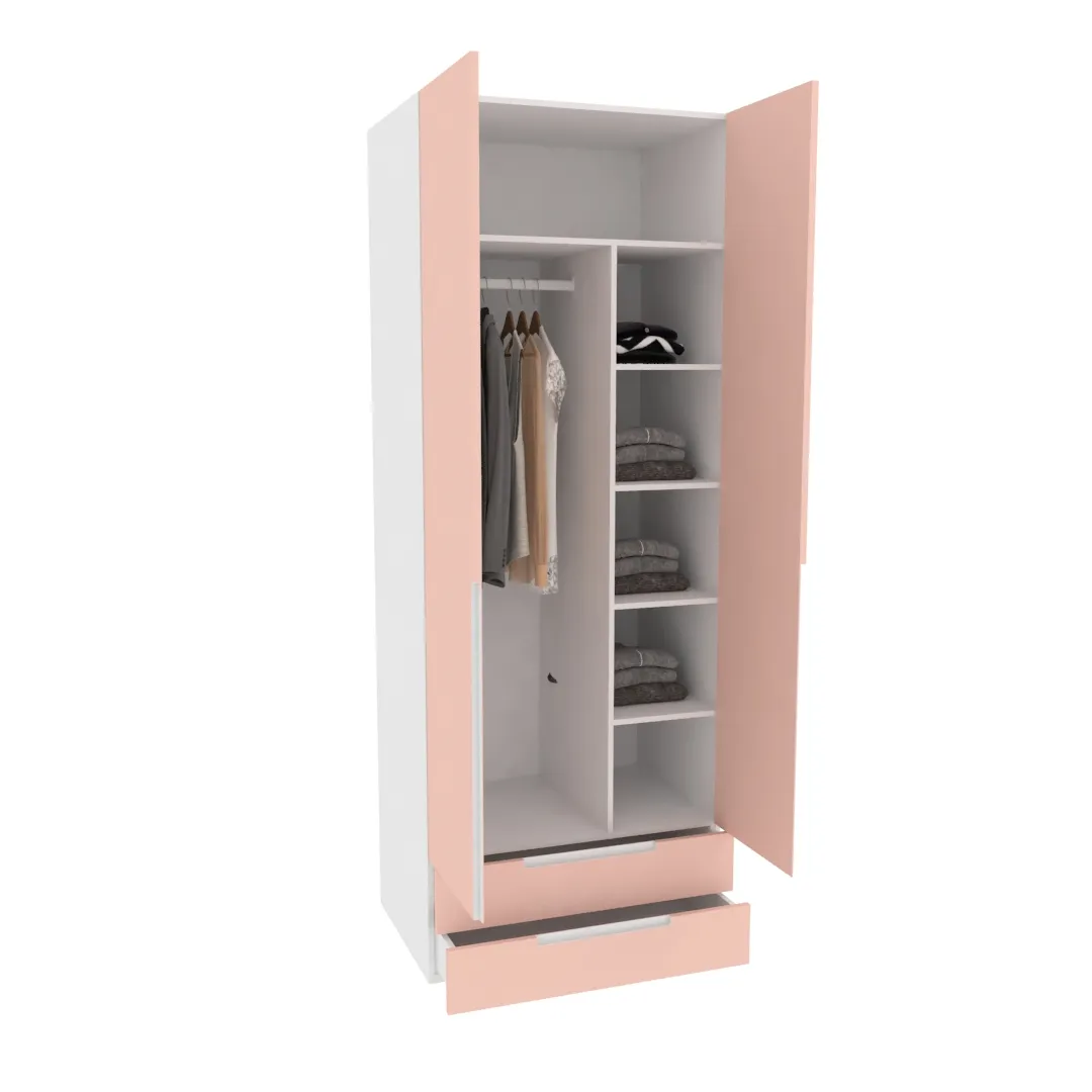 Шкаф двухдверный с ящиками глубокий, фасады в эмали LE211.60