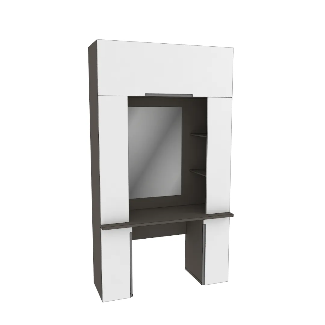 Стол туалетный с секцией и зеркалом, фасады в эмали LE404.44