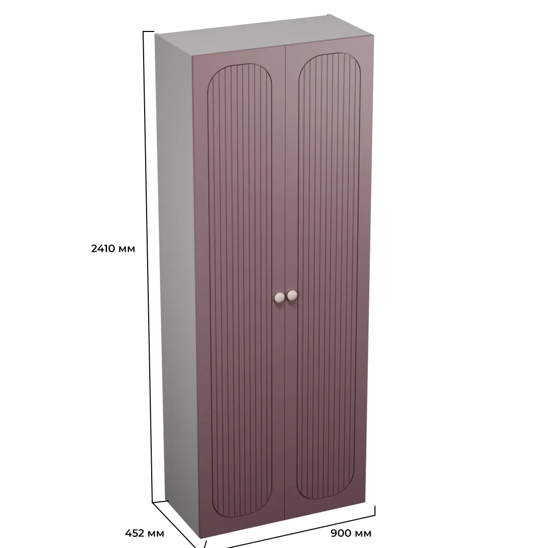 Шкаф двухдверный узкий, фрезерованные фасады в эмали LE210.44-1