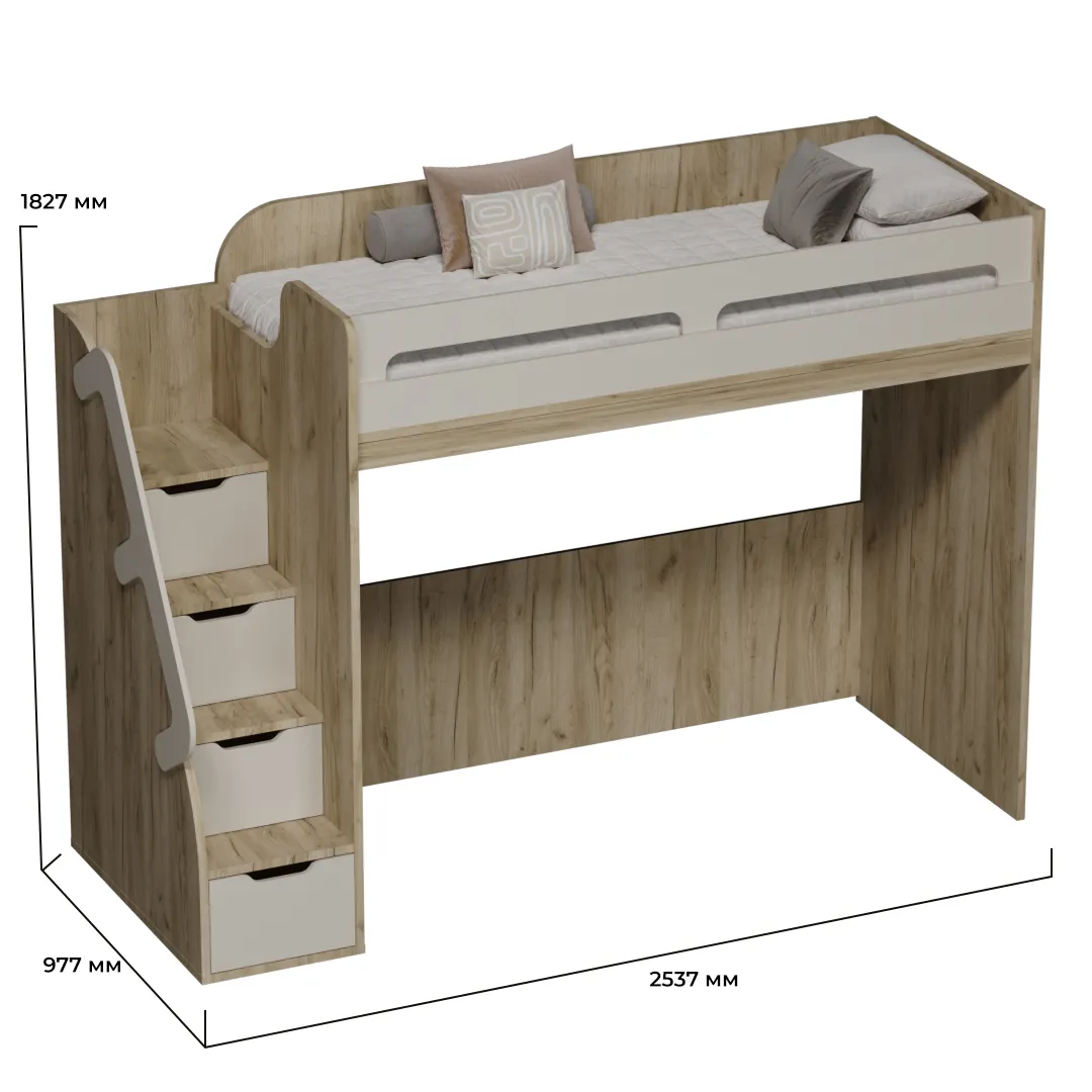 Кровать-чердак E977, 90x200 L/R
