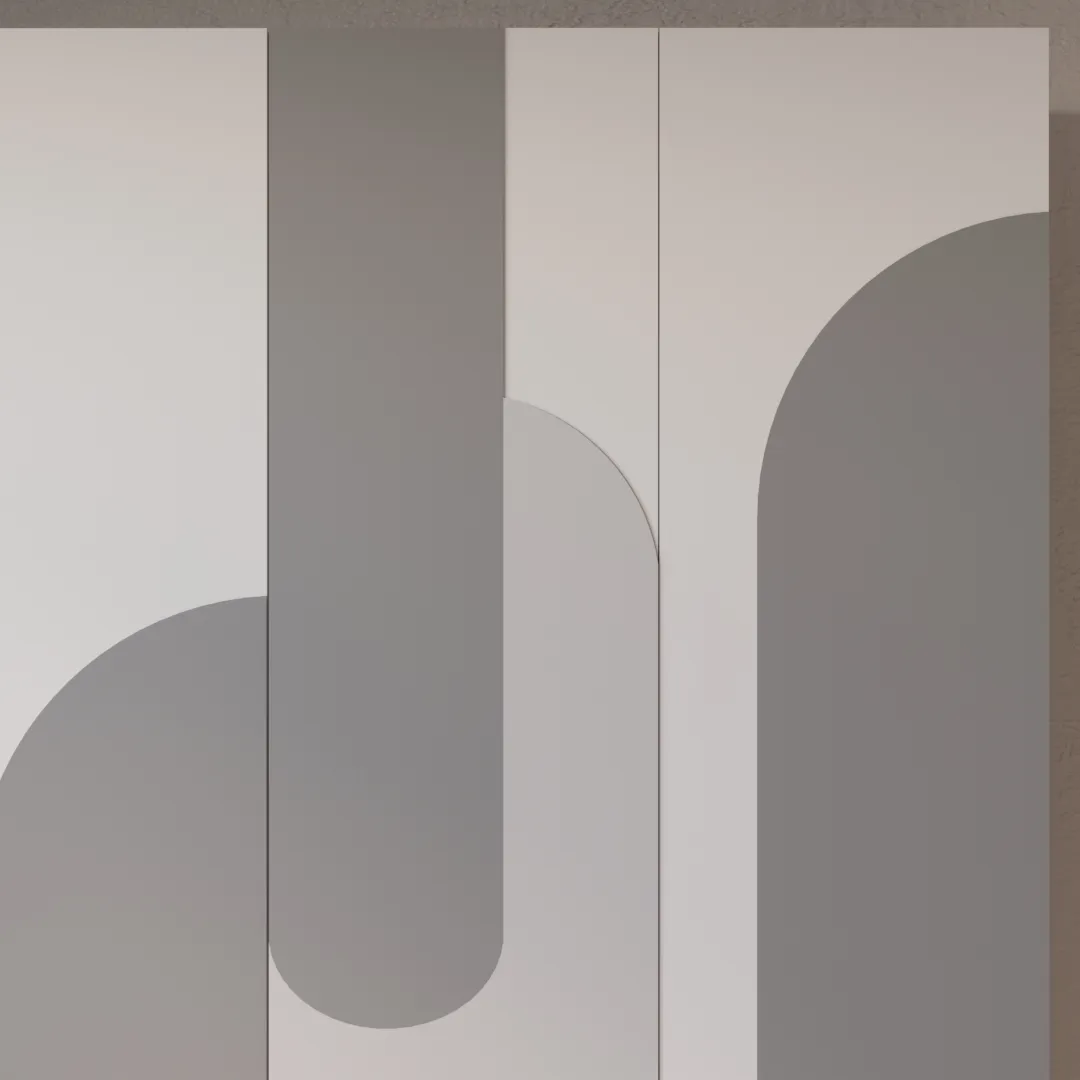 Шкаф двухдверный узкий, фрезерованные фасады в эмали LE210.44-1