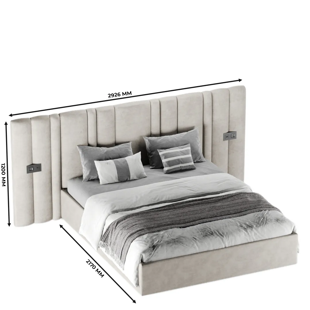 Кровать двуспальная мягкая ХИЛТОН с подъемным механизмом и мягкими панелями, 180x200