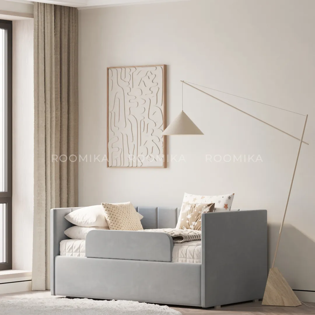 Кровать с подъемным механизмом и ящиком для белья с бортиком ЛАЙН 1, 90х160