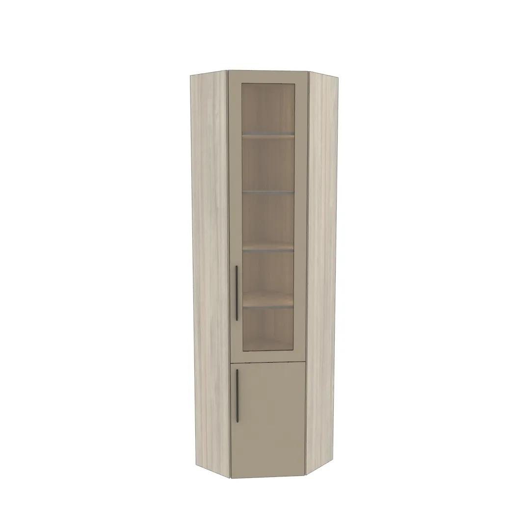 Шкаф угловой книжный со стеклом L247 с подсветкой