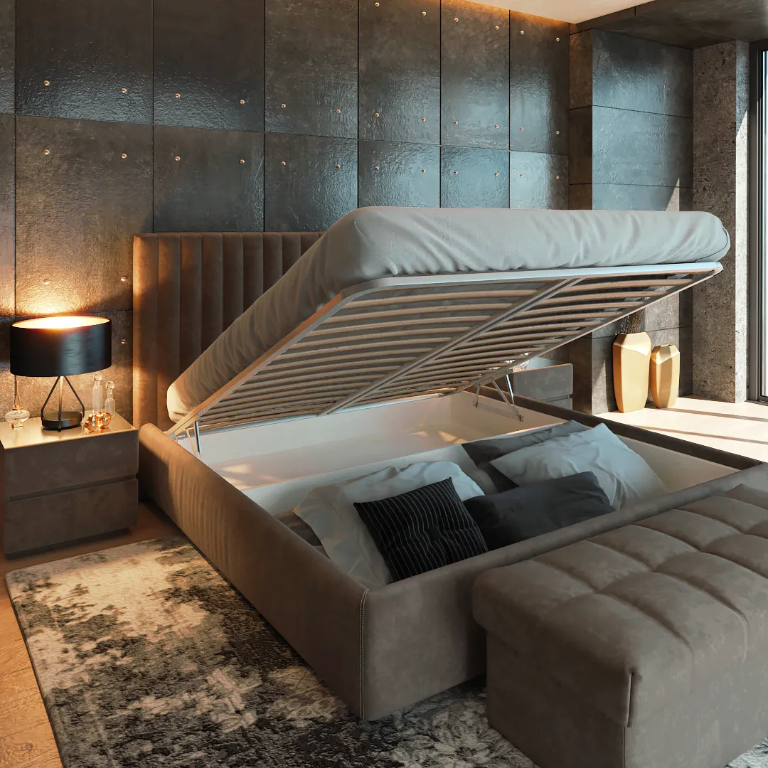 Кровать двуспальная мягкая ASTI  с подъемным механизмом, 140x200