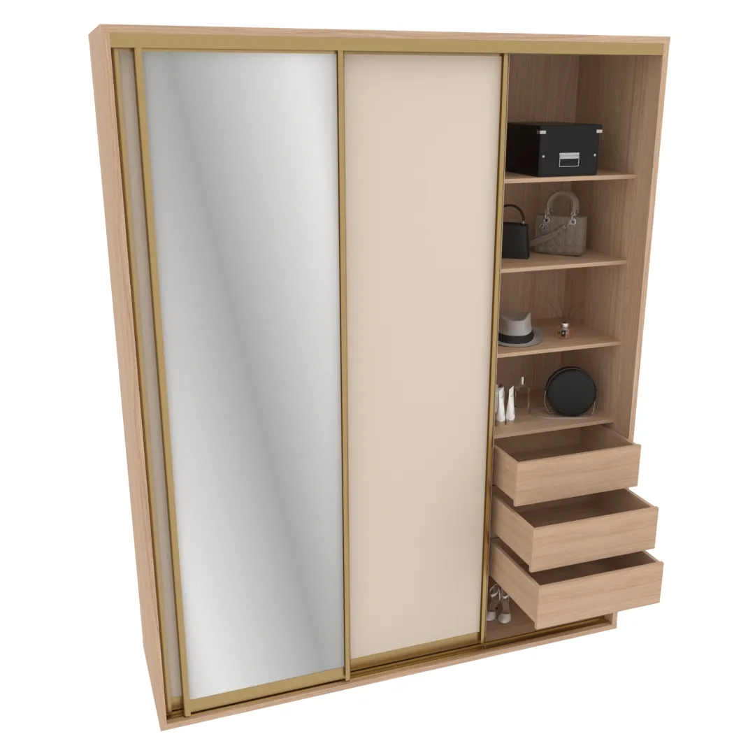 Шкаф-купе ХG216.60-3, профиль INTEGRO, фасад МДФ/зеркало серебро