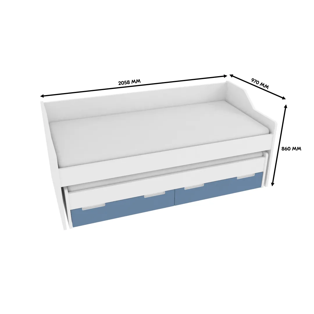 Кровать с выдвижным спальным местом, фасады в эмали LE910, 90x200