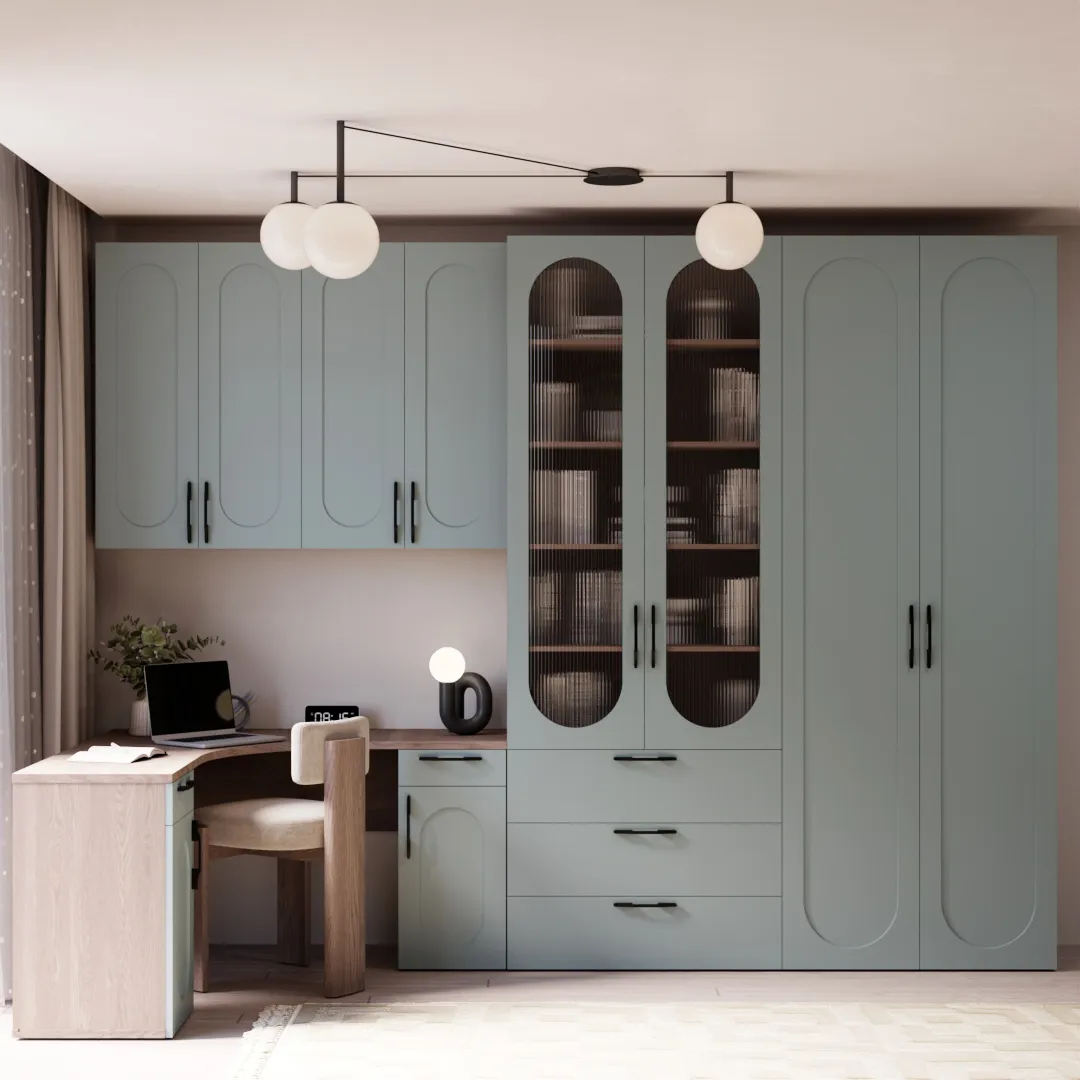 Шкаф двухдверный узкий, фрезерованные фасады в эмали LE210.44-1