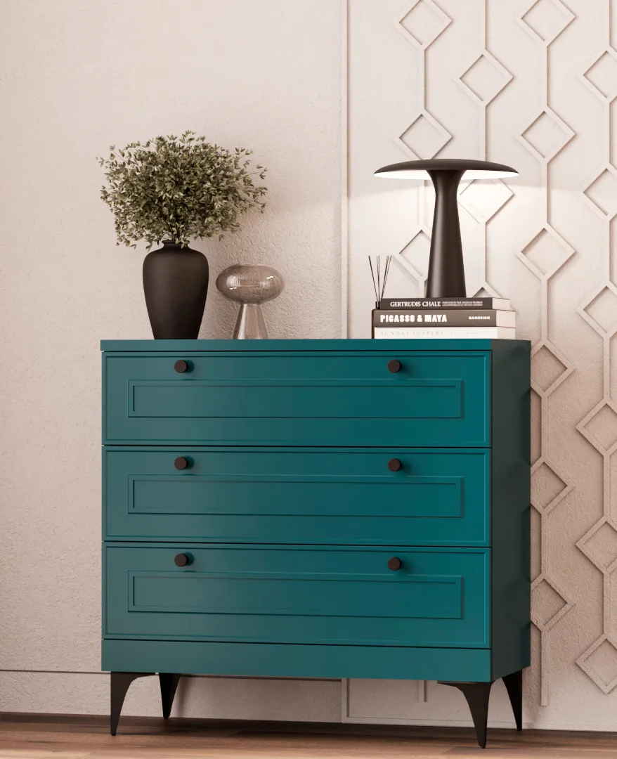 Комод с ящиками узкий  с эмалевой столешницей и боковинами A703.40ESB