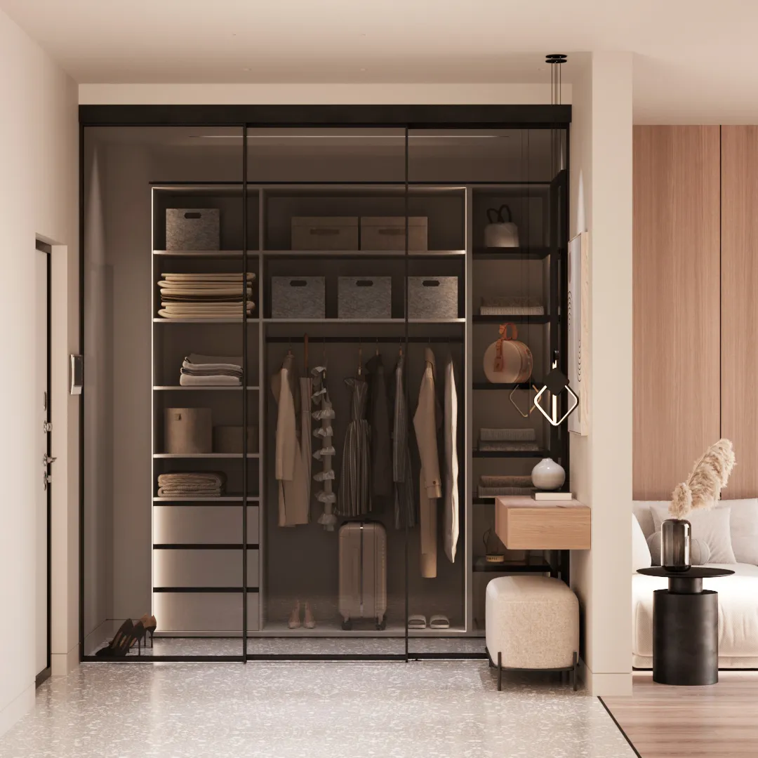 Перегородка для зонирования, стекло Титан GRACE 2