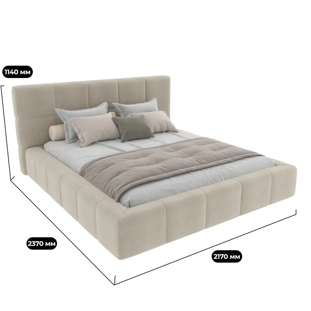 Кровать двуспальная мягкая QUADRO-soft  с подъемным механизмом, 180x200