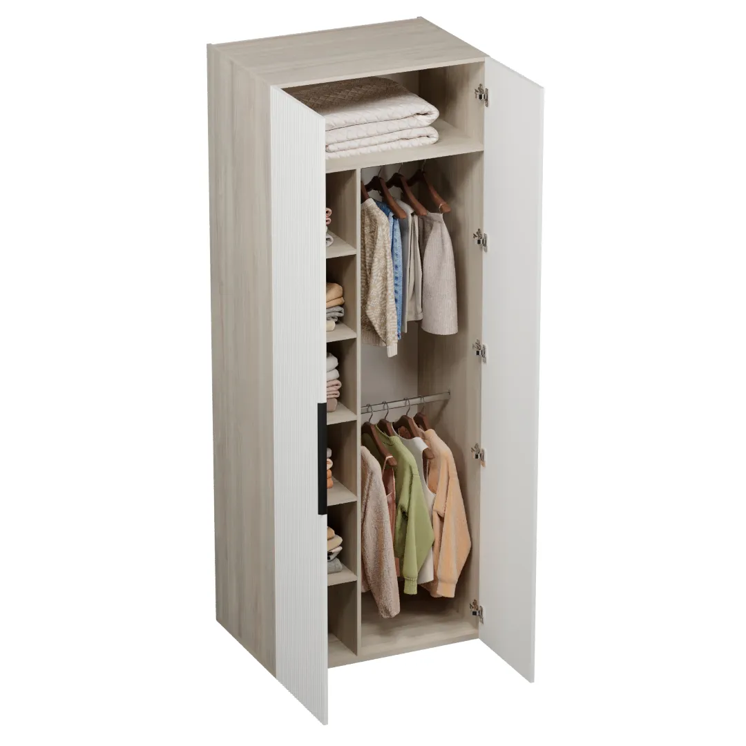 Шкаф 2 дверный, фрезерованные фасады в эмали LE210.60-4