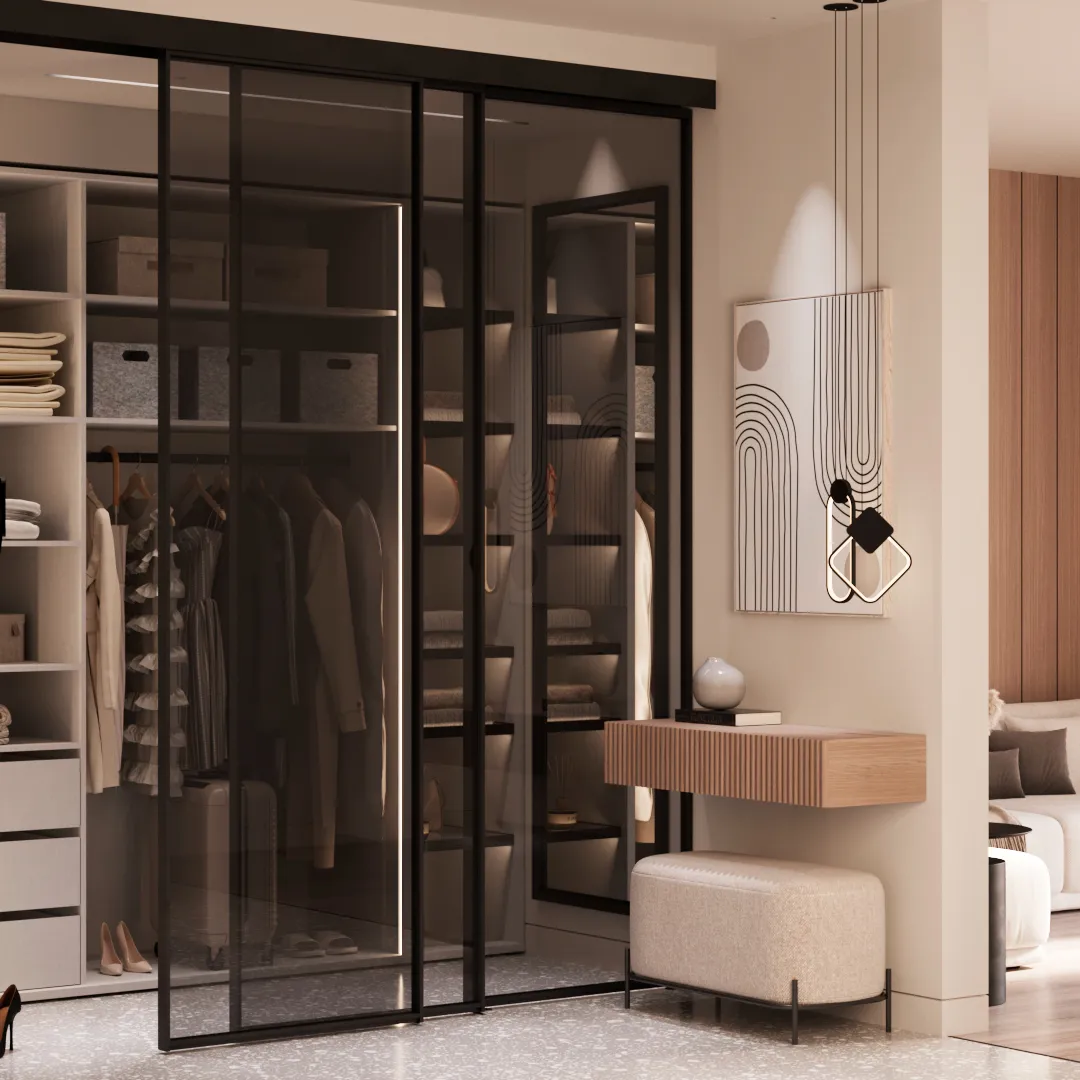 Перегородка для зонирования, стекло Титан GRACE 2