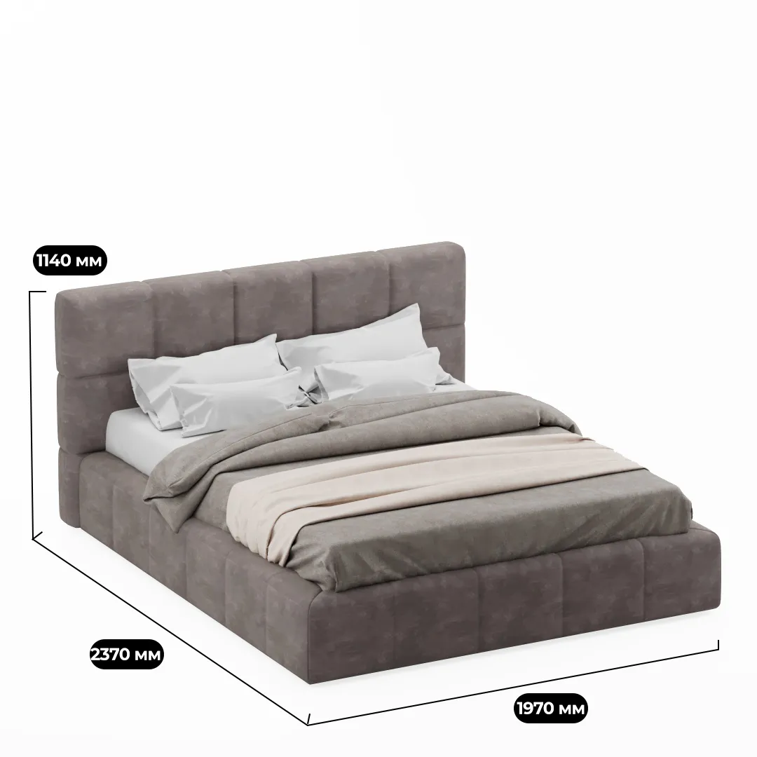 Кровать двуспальная мягкая КВАДРО-СОФТ  с подъемным механизмом, 160x200