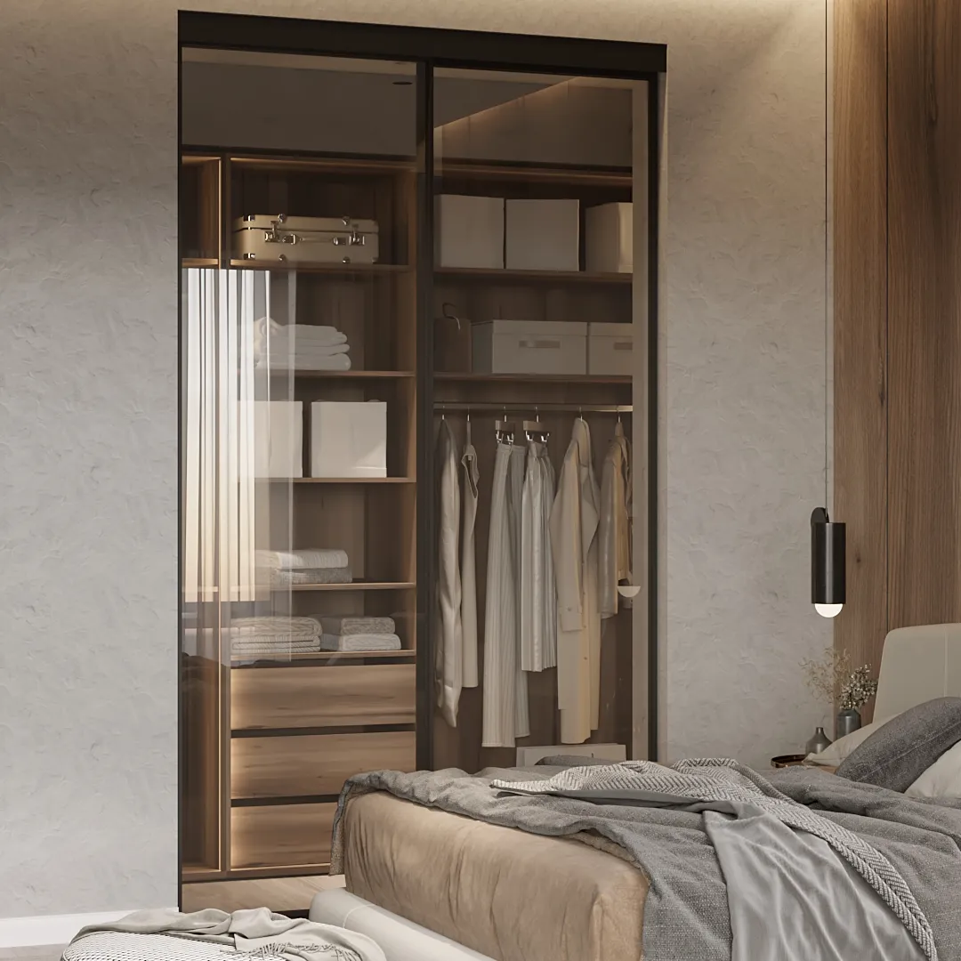 Стеклянная перегородка для гардеробной GRACE 1