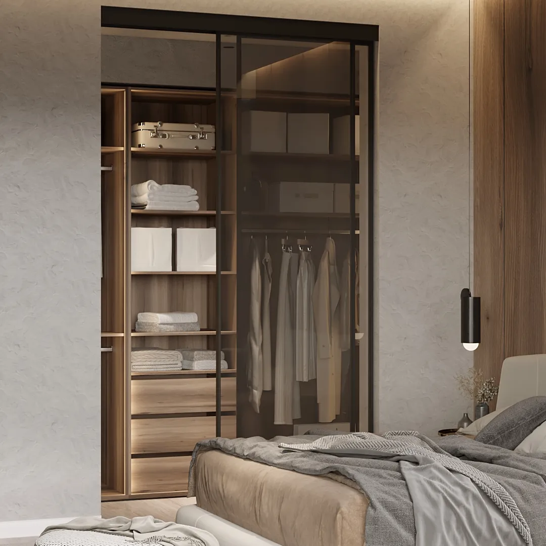 Стеклянная перегородка для гардеробной GRACE 1