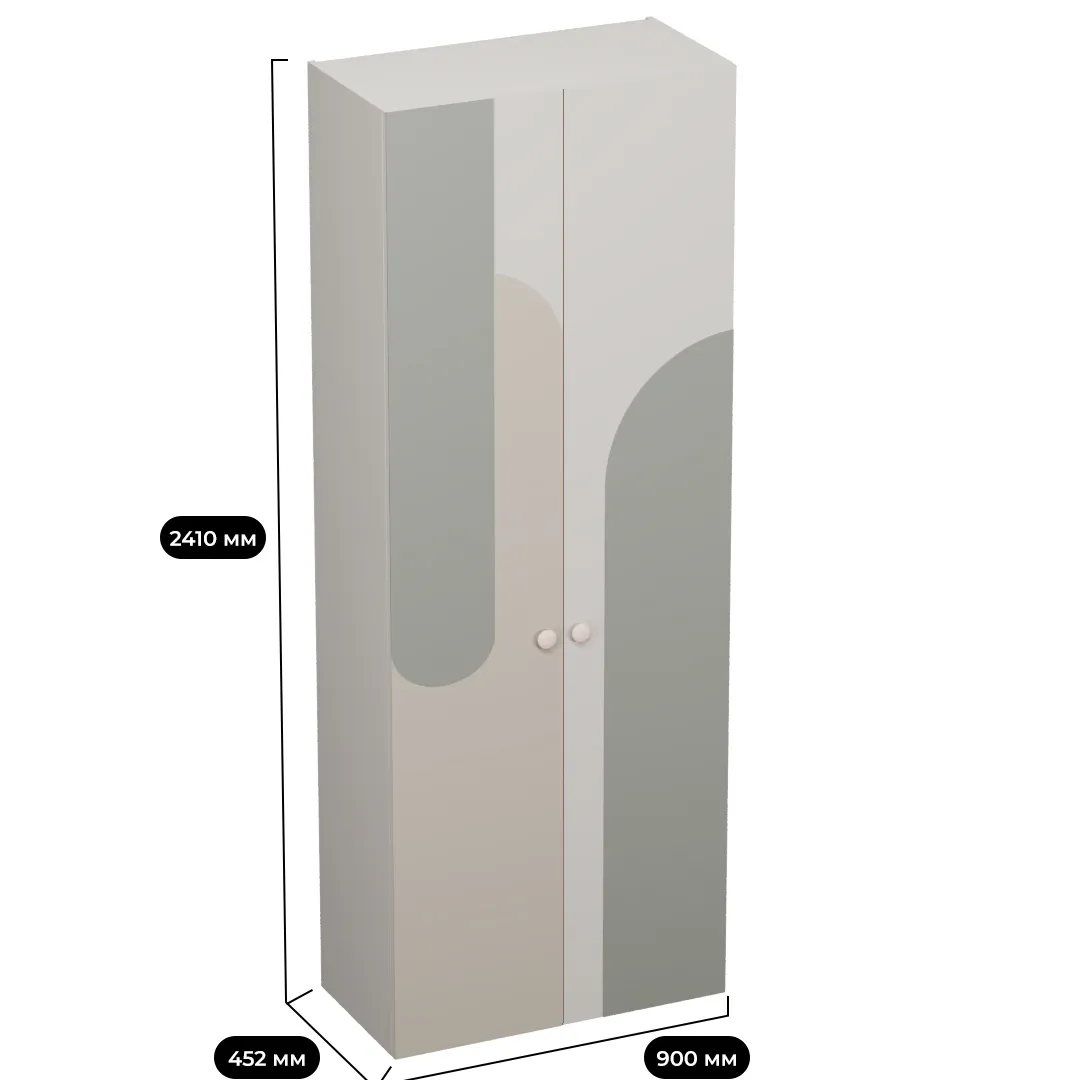 Шкаф двухдверный узкий, фрезерованные фасады в эмали LE210.44-1