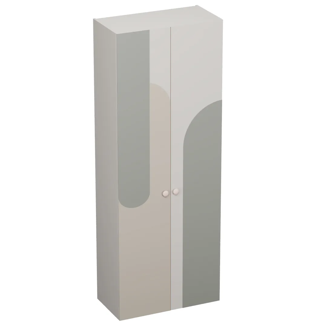 Шкаф двухдверный узкий, фрезерованные фасады в эмали LE210.44-1