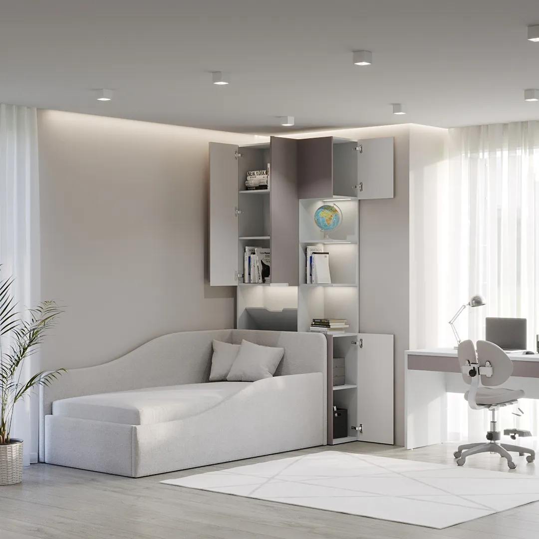 Шкаф с нишей с подсветкой, фасады в эмали LE212.3-90