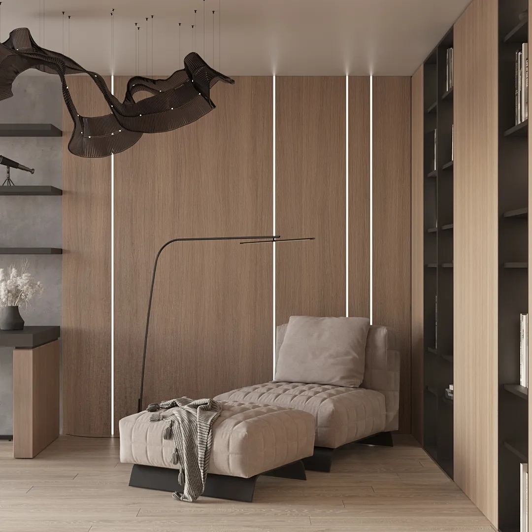 Кабинет в светлых древесных оттенках №4