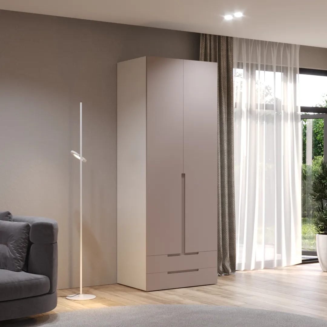 Шкаф 2 дверный с ящиками, фасады в эмали LE-211.60