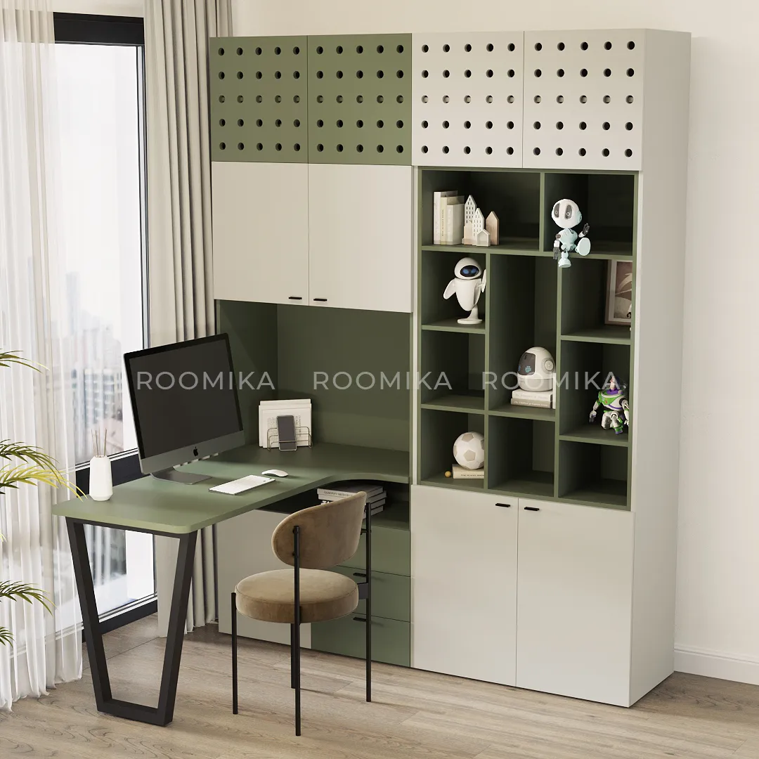 Антресоль LE402.1 над столом LE402, фасады в эмали L/R