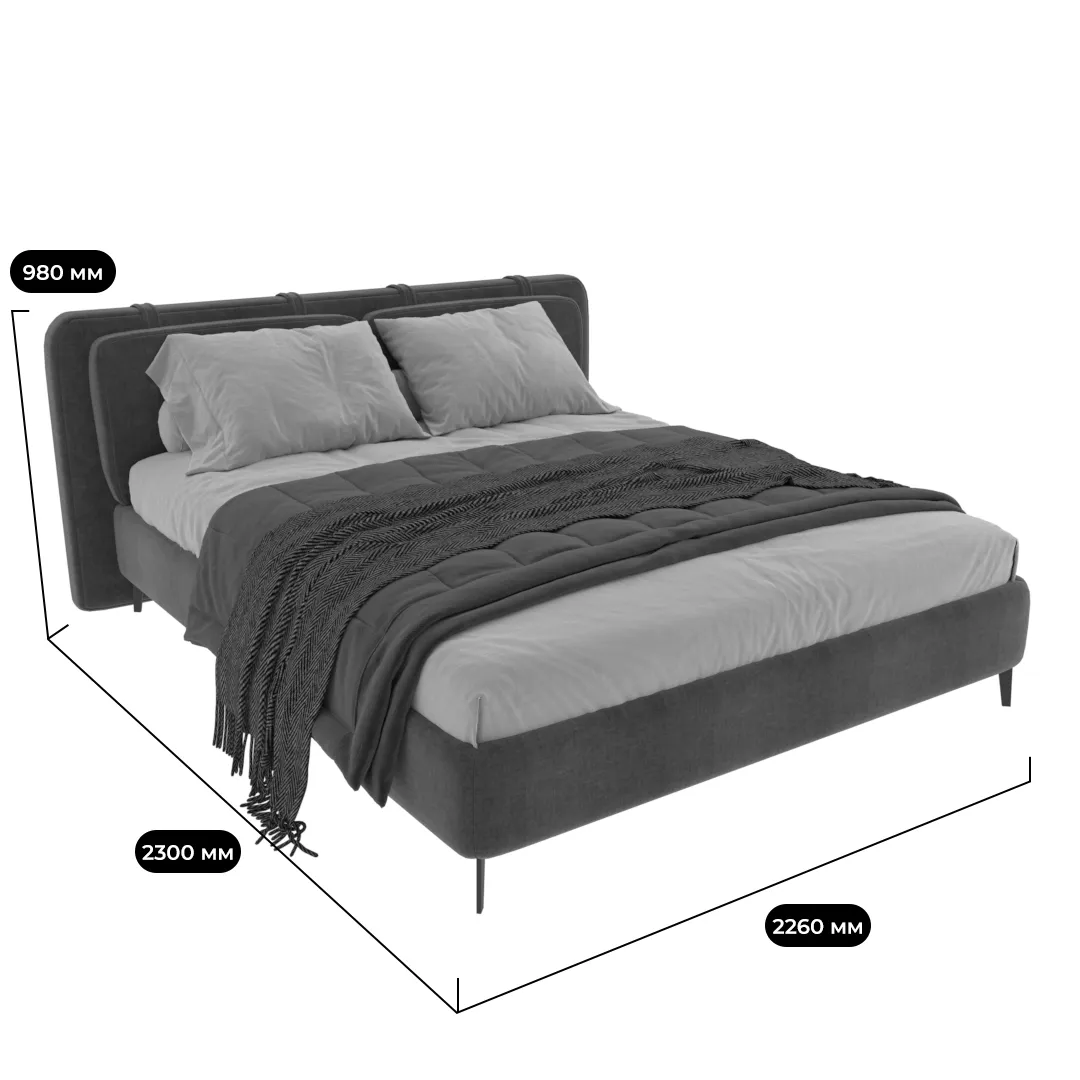 Кровать двуспальная мягкая СТЕНЛИ, 180x200