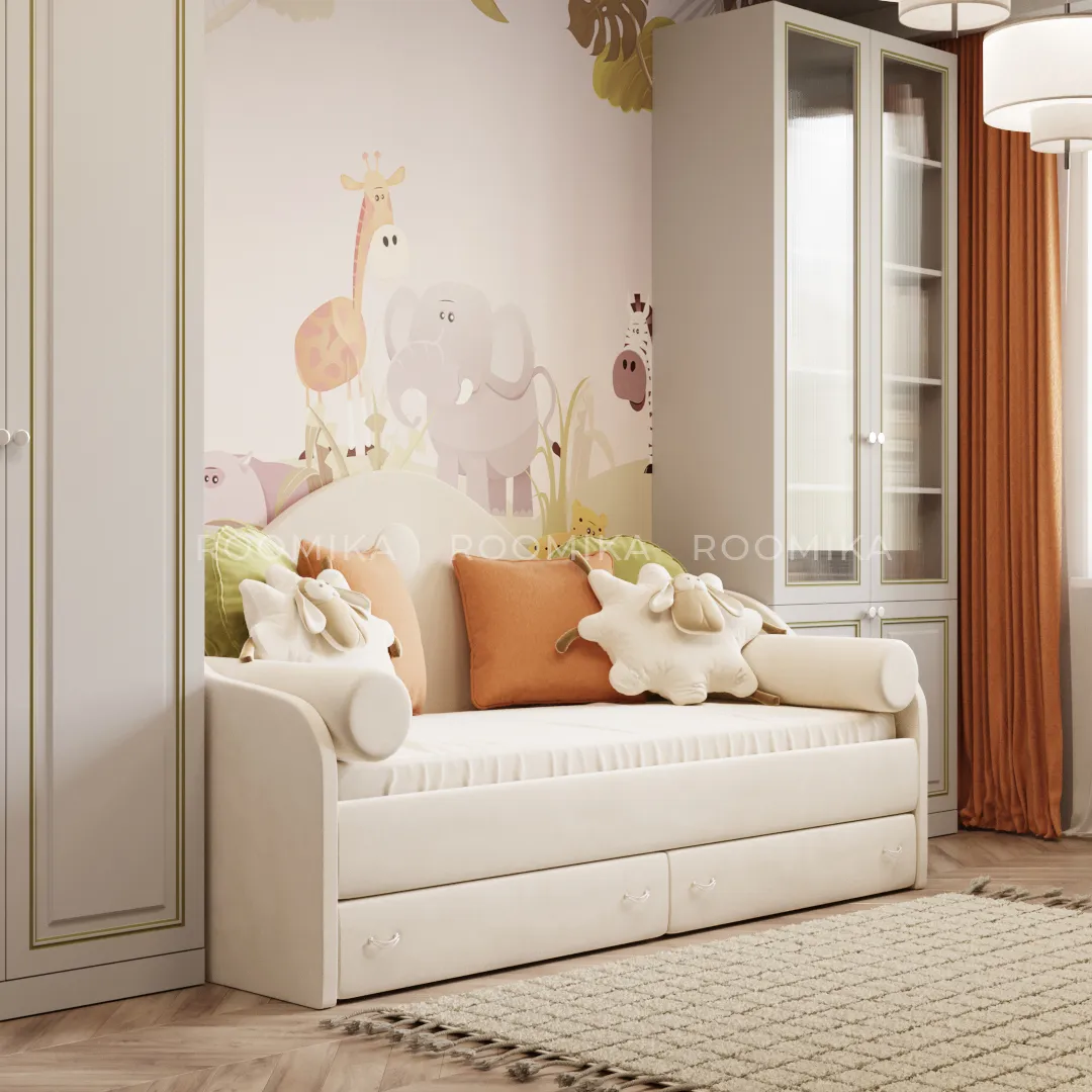 Мягкая кровать-диван с ящиками ФАБИО, 90х190