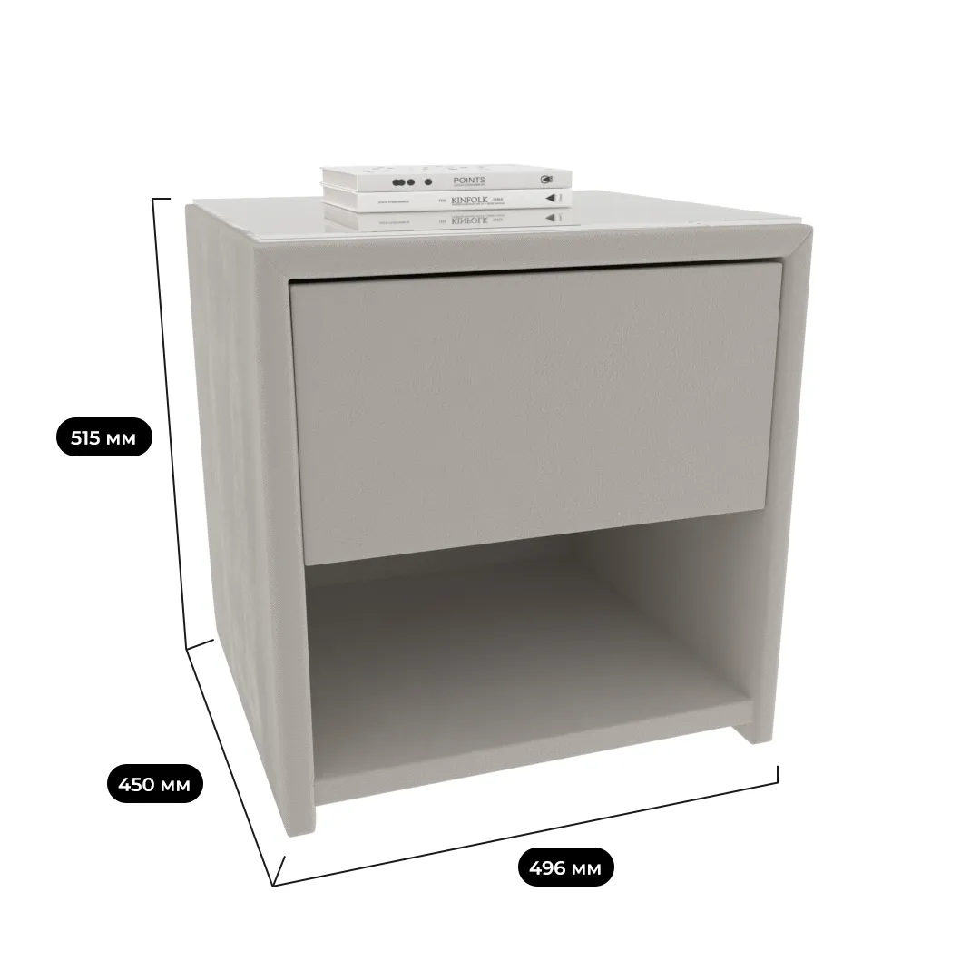 Тумба прикроватная мягкая, стекло прозрачное САНРАЙС 751